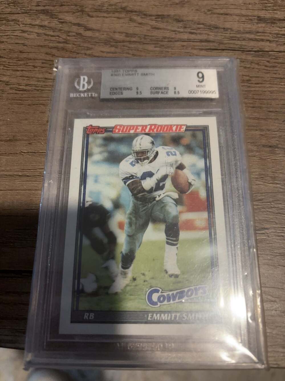 1991 Topps Emmitt Smith #360 Super Rookie BGS 9 Mint